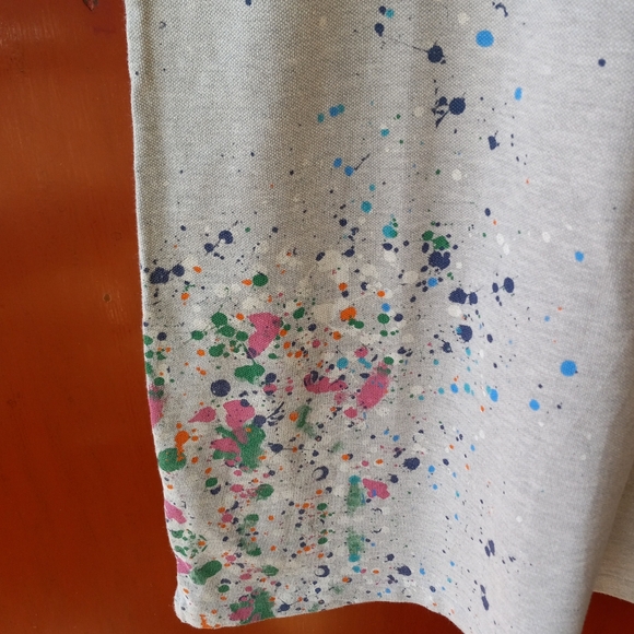 Polo Ralph Lauren Light Gray Paint Splatter Mesh Mini Dress - Picture 4 of 5